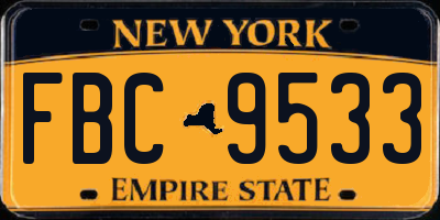 NY license plate FBC9533