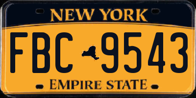 NY license plate FBC9543