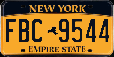 NY license plate FBC9544