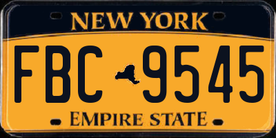 NY license plate FBC9545