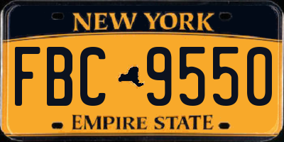 NY license plate FBC9550