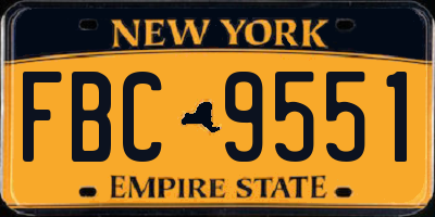 NY license plate FBC9551