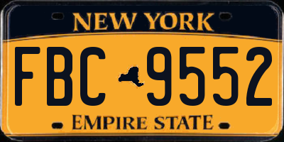 NY license plate FBC9552