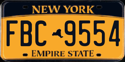 NY license plate FBC9554