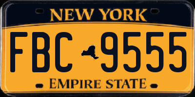 NY license plate FBC9555