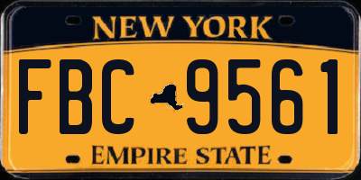 NY license plate FBC9561