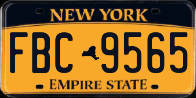 NY license plate FBC9565