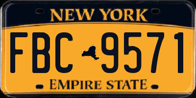 NY license plate FBC9571