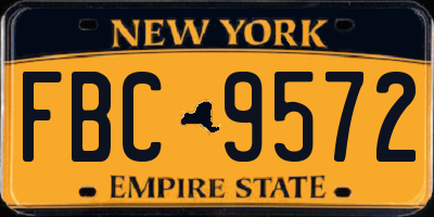 NY license plate FBC9572