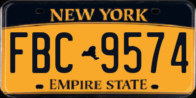 NY license plate FBC9574