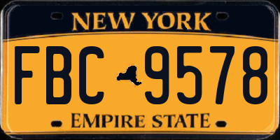 NY license plate FBC9578