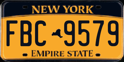 NY license plate FBC9579