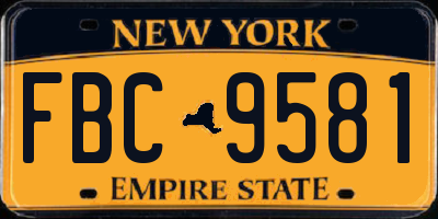 NY license plate FBC9581