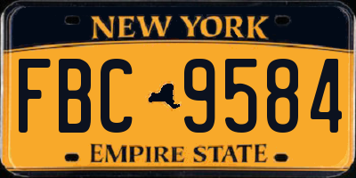 NY license plate FBC9584
