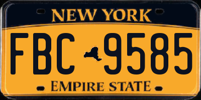NY license plate FBC9585