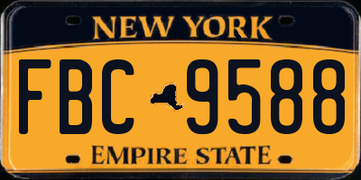 NY license plate FBC9588