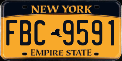 NY license plate FBC9591