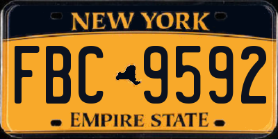 NY license plate FBC9592