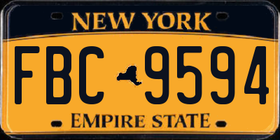 NY license plate FBC9594