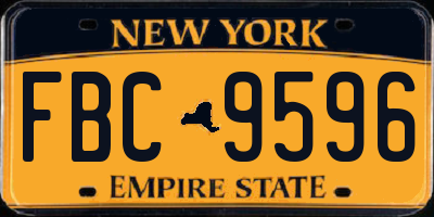 NY license plate FBC9596