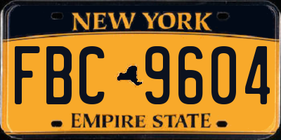 NY license plate FBC9604