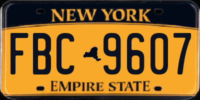 NY license plate FBC9607