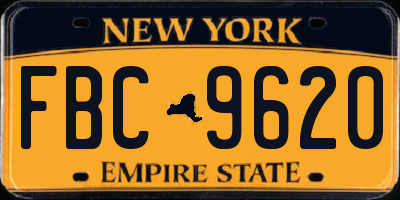 NY license plate FBC9620