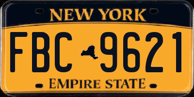 NY license plate FBC9621