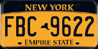 NY license plate FBC9622