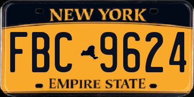 NY license plate FBC9624