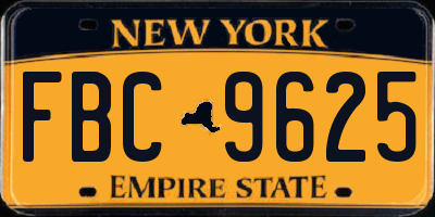 NY license plate FBC9625