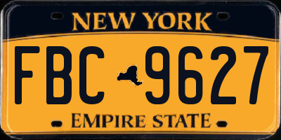 NY license plate FBC9627