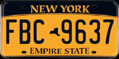 NY license plate FBC9637