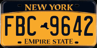 NY license plate FBC9642