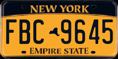 NY license plate FBC9645