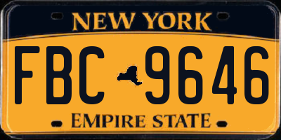 NY license plate FBC9646