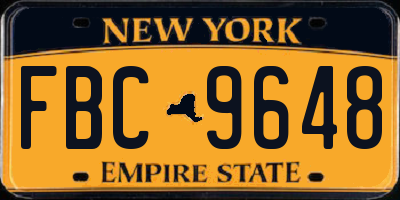 NY license plate FBC9648