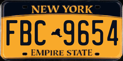 NY license plate FBC9654