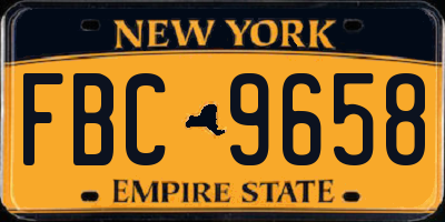 NY license plate FBC9658