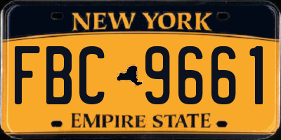 NY license plate FBC9661