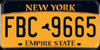 NY license plate FBC9665