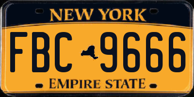 NY license plate FBC9666