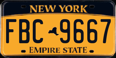 NY license plate FBC9667