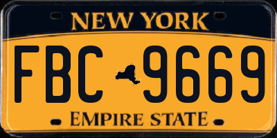 NY license plate FBC9669