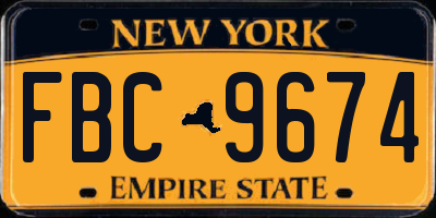 NY license plate FBC9674