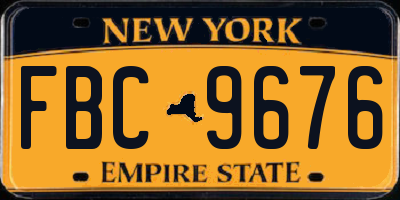 NY license plate FBC9676
