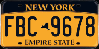 NY license plate FBC9678