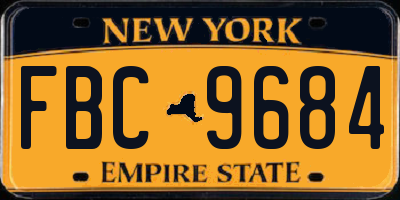 NY license plate FBC9684