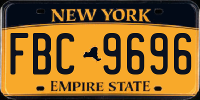 NY license plate FBC9696