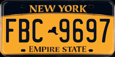NY license plate FBC9697